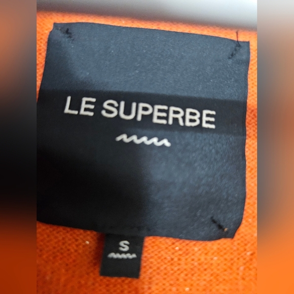 Le Superbe Wool Cashmere Orange Metallic Hoodie Embellished Peace Sign Colorful - Picture 3 of 9